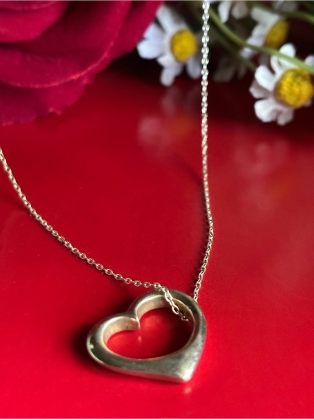 925 Sterling Silver Heart Pendant Necklace - Silver 17”